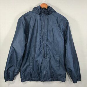 Totes Jacket Men's Small Blue Windbreaker Full Zip Hooded Fleece Lined Pockets